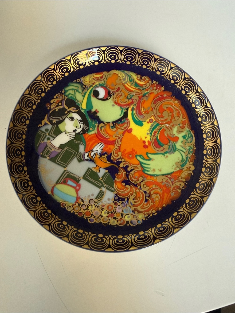 Rosenthal Aladdin numbered Art Plate in Orange, Green and Gold